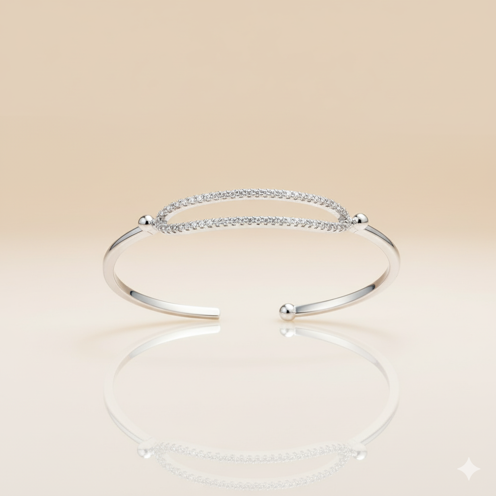 Radiant 925 Sterling Silver Pave Marquise Link Bracelet