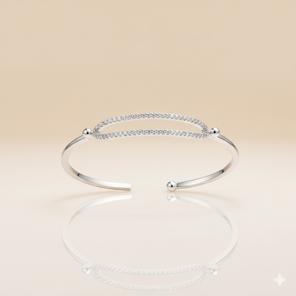 Radiant 925 Sterling Silver Pave Marquise Link Bracelet