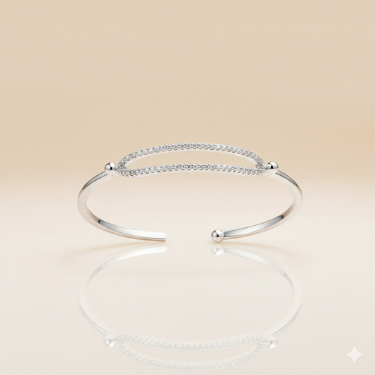 Radiant 925 Sterling Silver Pave Marquise Link Bracelet