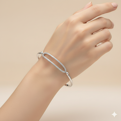 Radiant 925 Sterling Silver Pave Marquise Link Bracelet