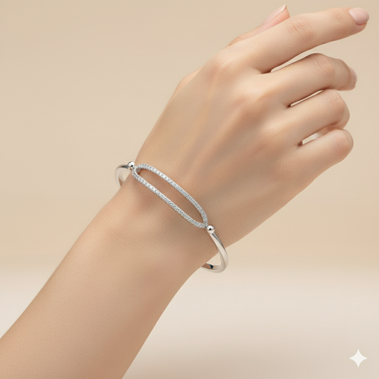 Radiant 925 Sterling Silver Pave Marquise Link Bracelet