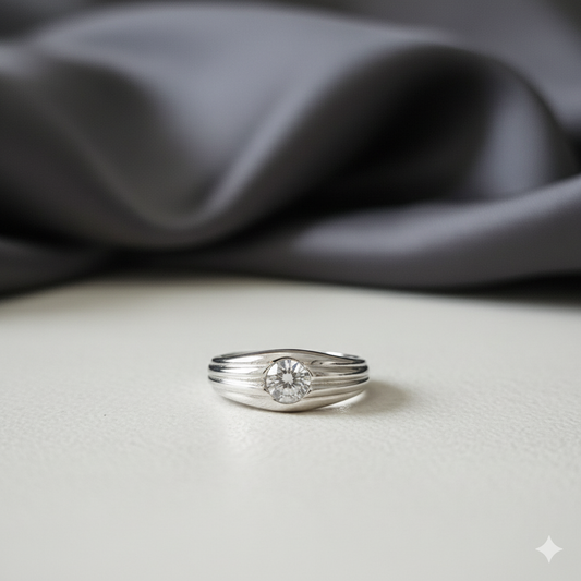 "The Sentinel" Solitaire Channel 925 Sterling Silver Ring