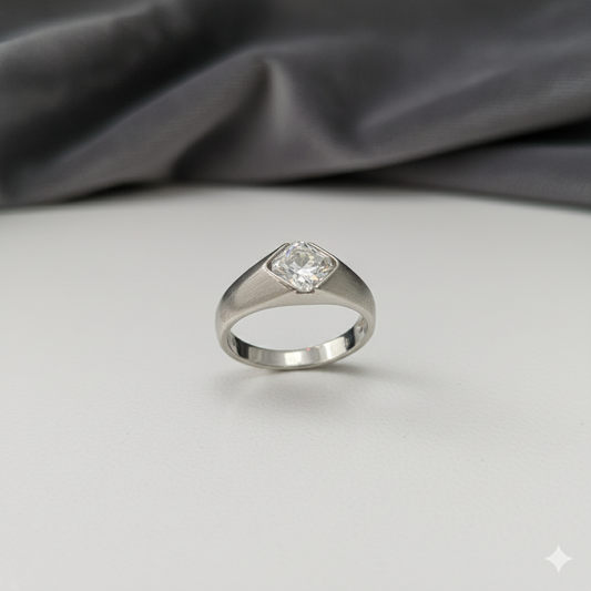"The Architect" Cushion-Cut Bezel 925 Sterling Silver Ring