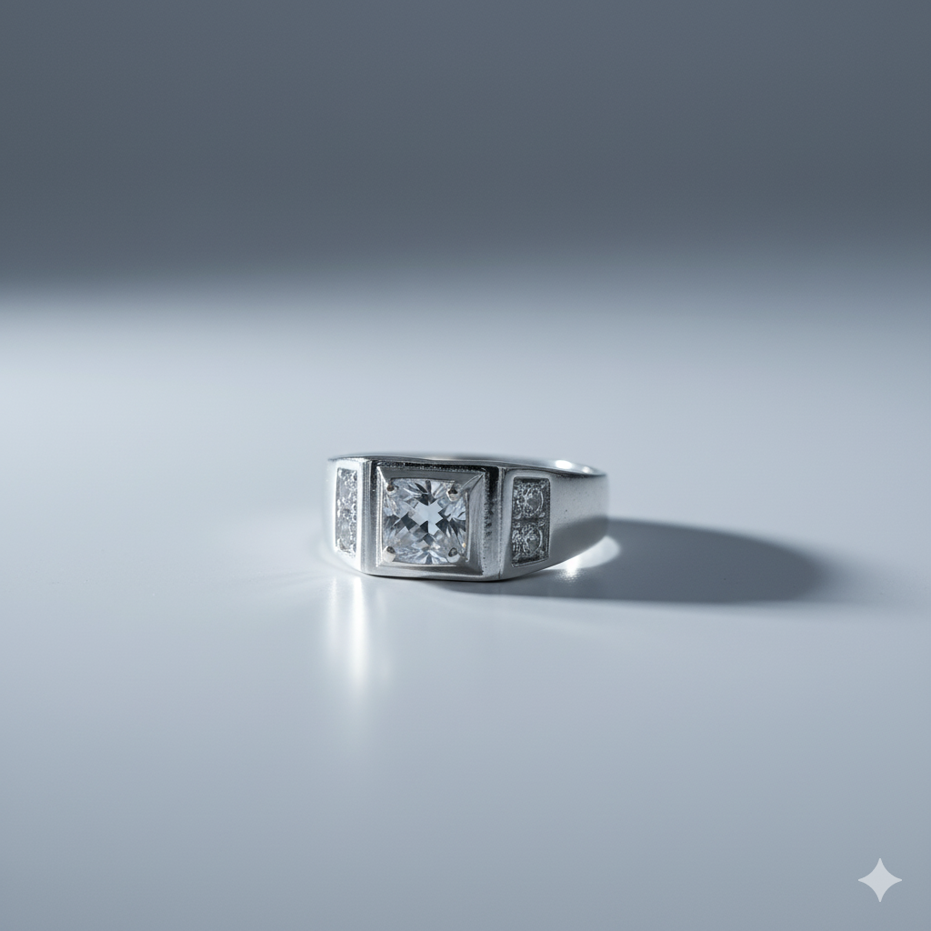 "The Esquire" Stepped Signet 925 Sterling Silver Ring