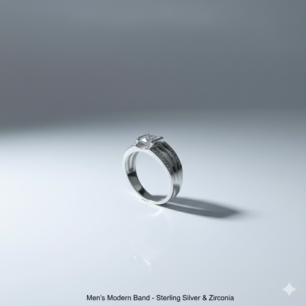 "The Gridline" Channel Pave 925 Sterling Silver Band