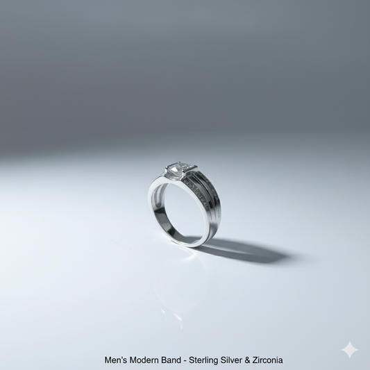 "The Gridline" Channel Pave 925 Sterling Silver Band