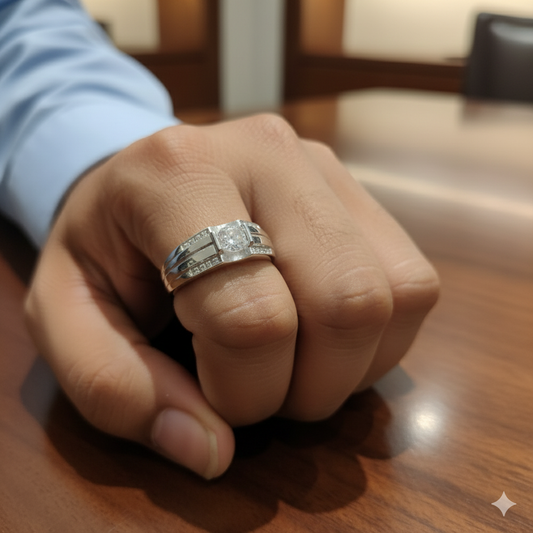 "The Gridline" Channel Pave 925 Sterling Silver Band