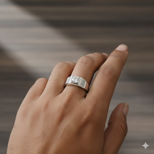 "The Esquire" Stepped Signet 925 Sterling Silver Ring