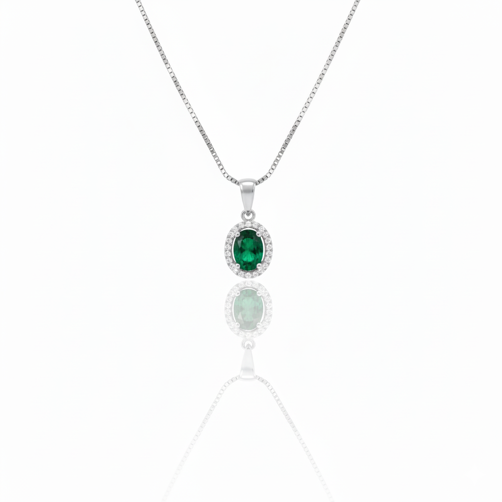 Emerald Radiance Halo Pendant