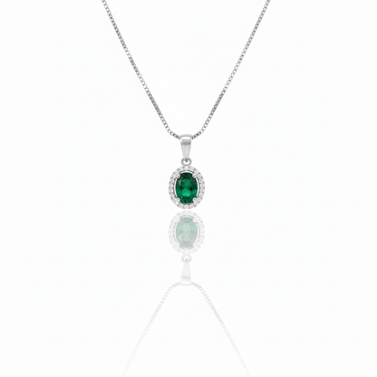 Emerald Radiance Halo Pendant