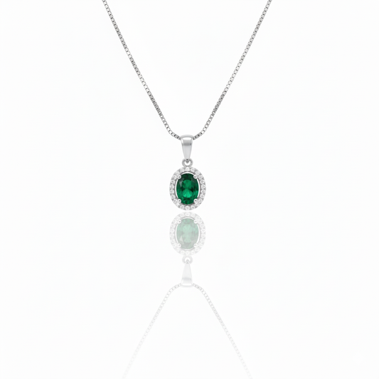 Emerald Radiance Halo Pendant