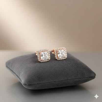 Rosewood Radiant Square Studs