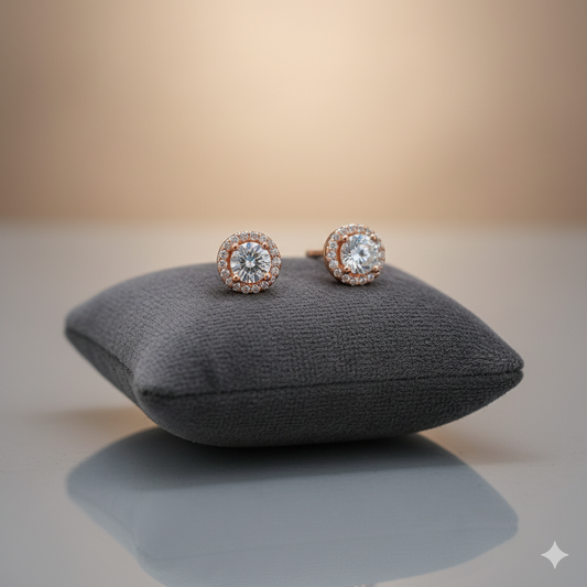 Rose Gold Eternal Halo Studs