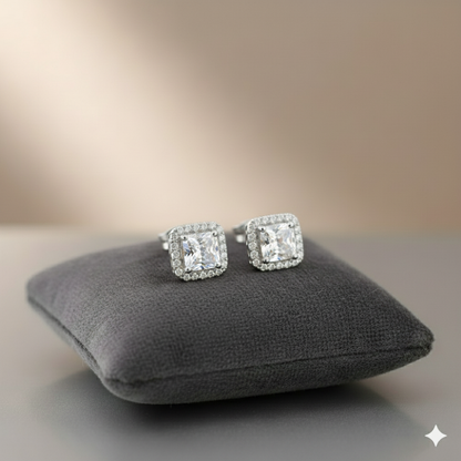 The Princess Halo Studs: 925 Sterling Silver
