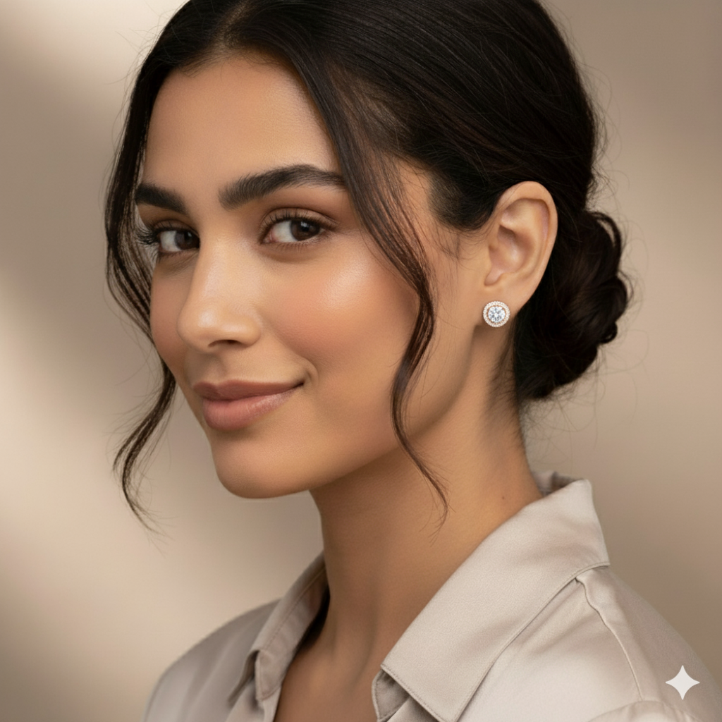 Rose Gold Eternal Halo Studs