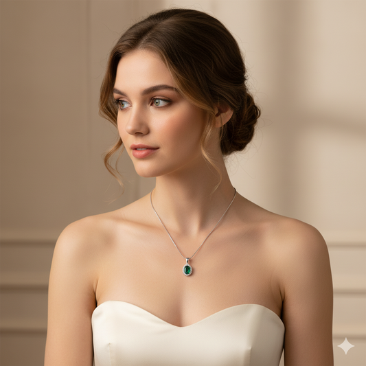 Emerald Radiance Halo Pendant