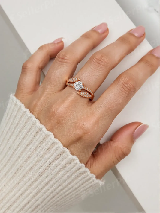 Aurora Leaf Sparkle Ring
