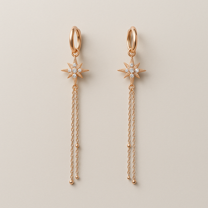 Celestial Glow Rose Gold Star Earrings