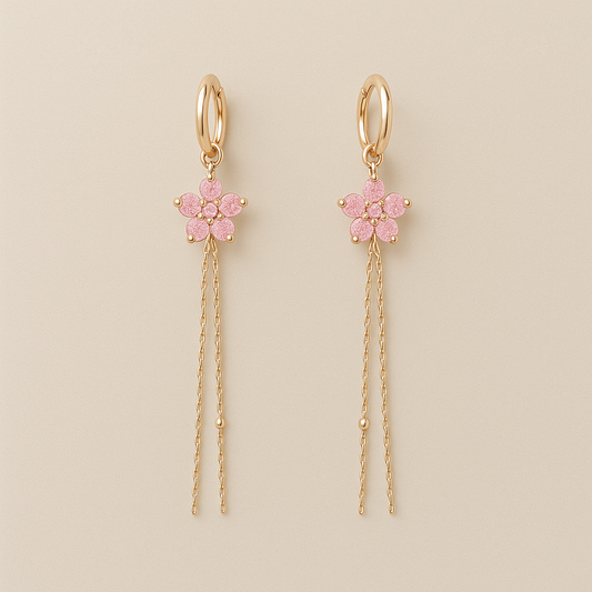 Blossom Grace Rose Gold Drop Earrings