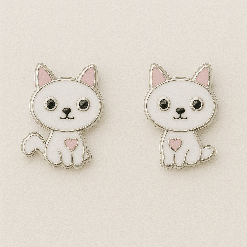 Whisker Sparkle – Sterling Silver Cat Stud Earrings