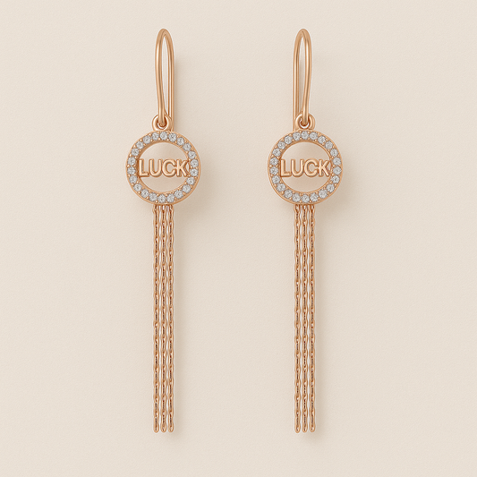 Luck Charm Rose Gold Dangle Earrings