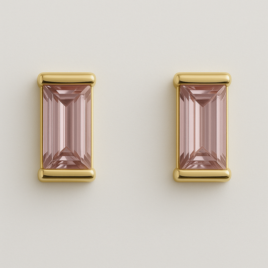 Blush Baguette Studs