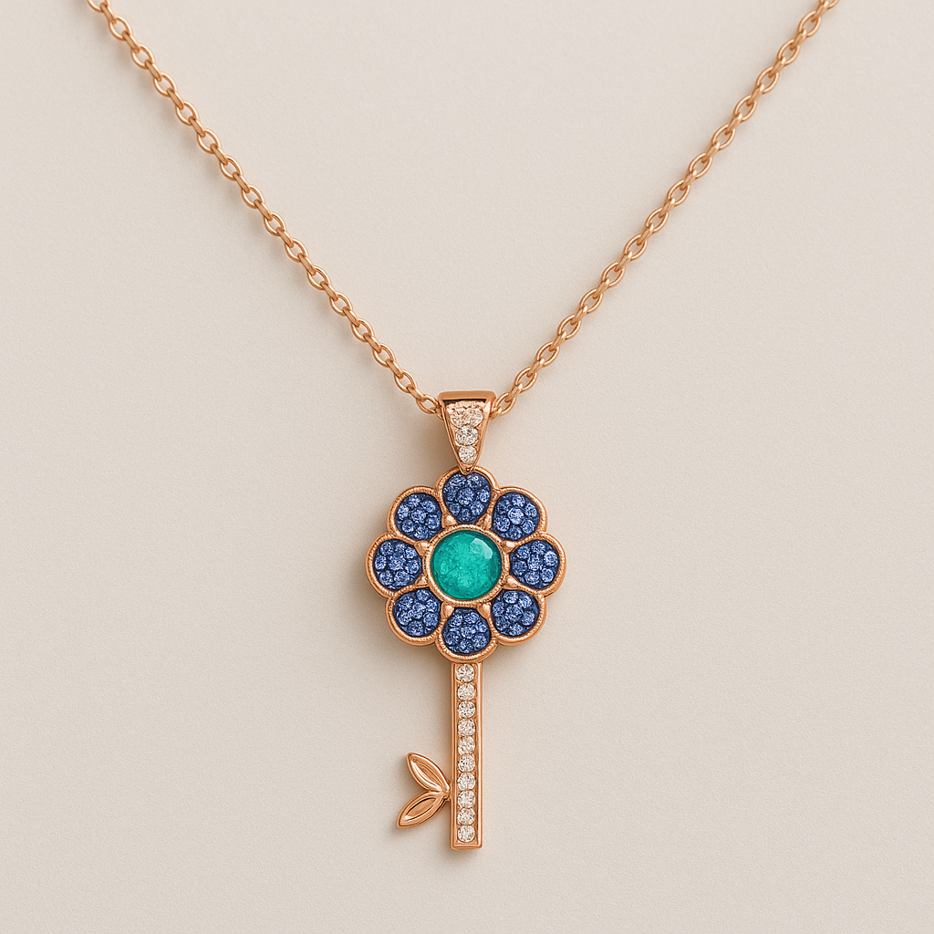 Colorful Rose Gold Key Pendant