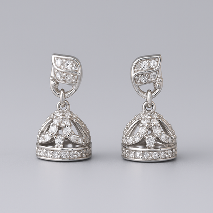 Radiant Blossom Silver Jhumki