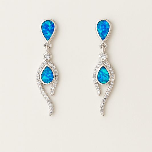 Azure Elegance Sterling Silver Drop Earrings