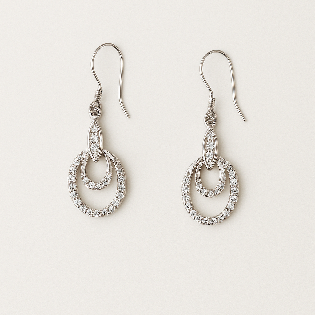 Celestial Circles Sterling Silver Drop Earrings