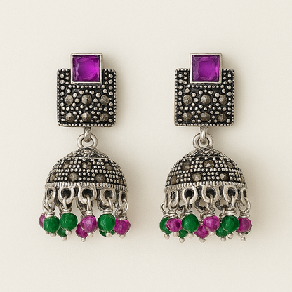 Royal Garden Sterling Silver Jhumka Earrings