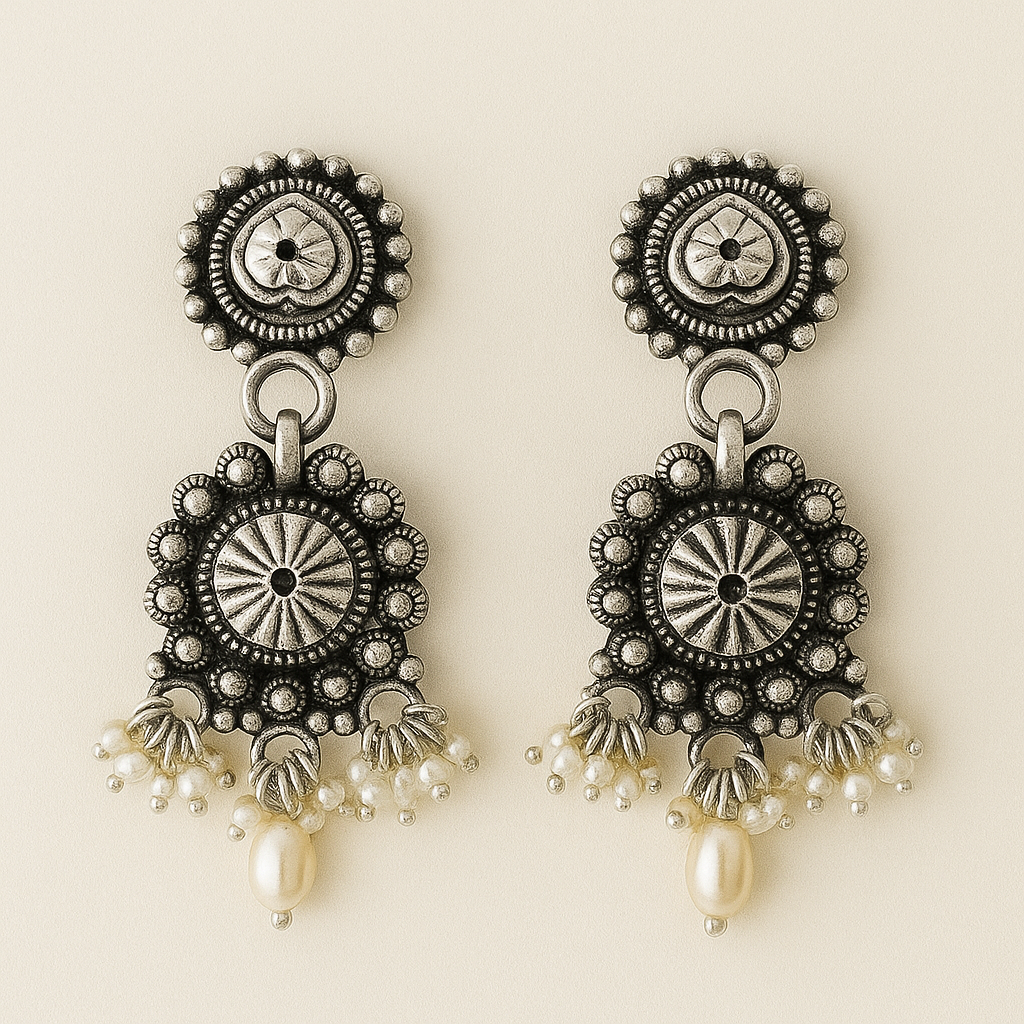 Vintage Charm Sterling Silver Jhumka Earrings
