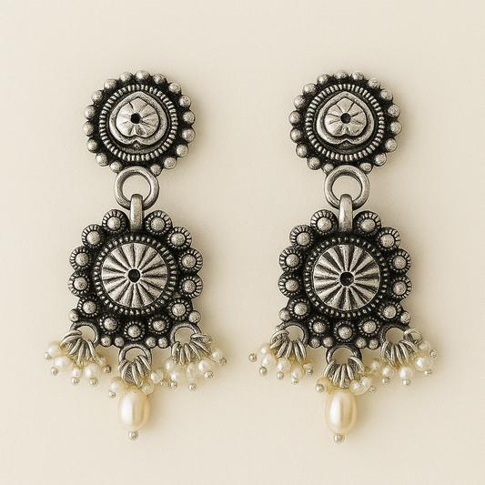 Vintage Charm Sterling Silver Jhumka Earrings
