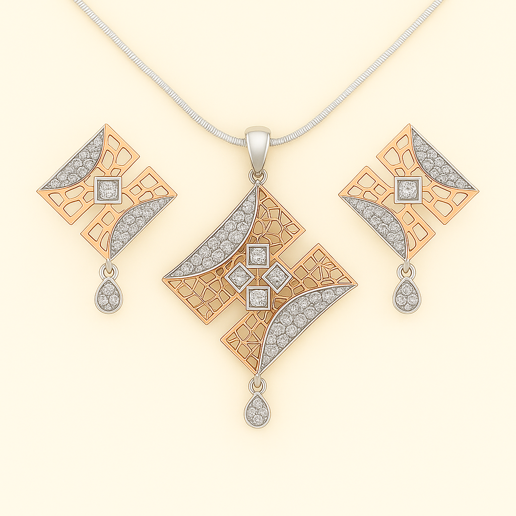 Opulent Cascade Pendant and Earring Set