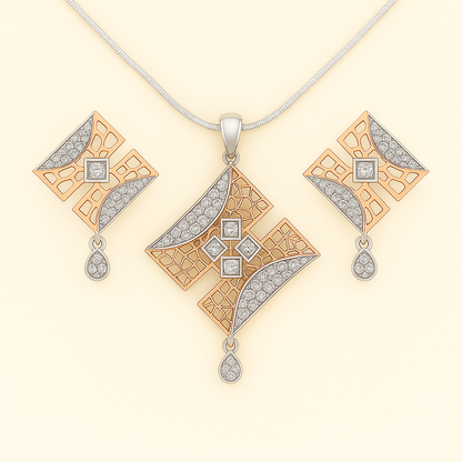 Opulent Cascade Pendant and Earring Set
