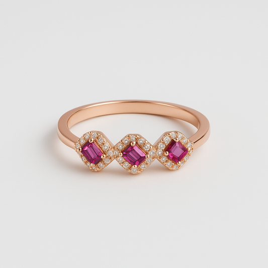 Rosé Radiance Trio Ring