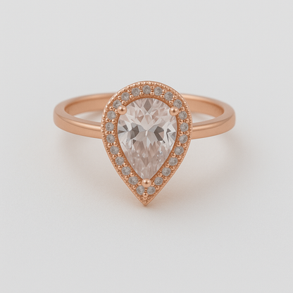 Celeste Teardrop Halo Ring