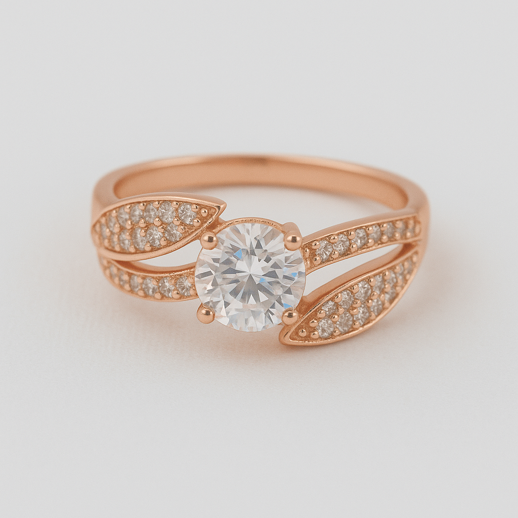 Aurora Leaf Sparkle Ring