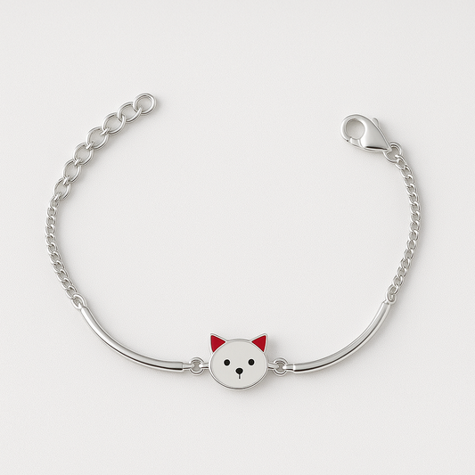 Kitty Charm Sterling Silver Kids Bracelet