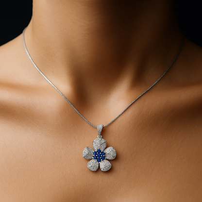 Sapphire Bloom Silver Set