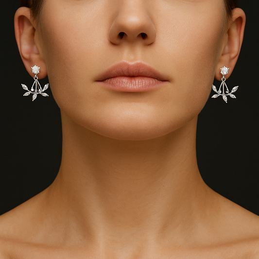 Sparkling Leaf 925 Sterling Silver Earrings