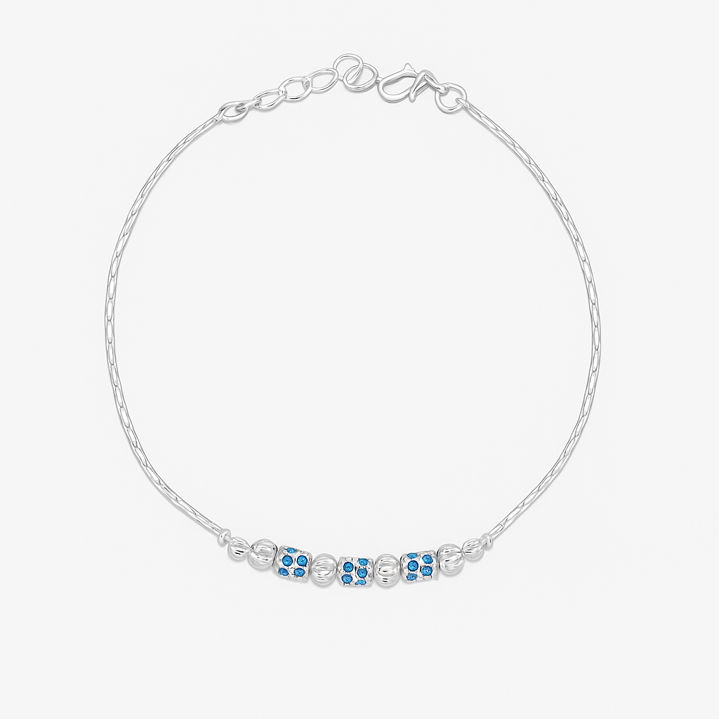 Azure Charm Silver Anklet