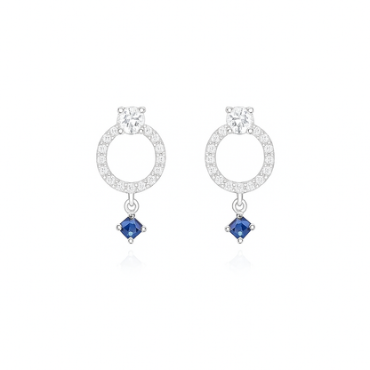 Sapphire Halo Drop Earrings