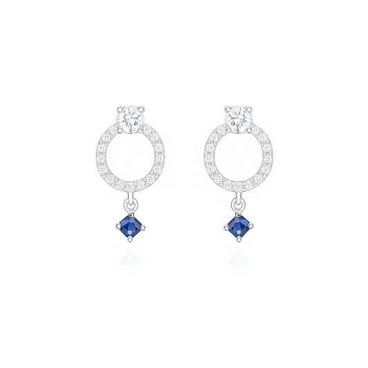 Sapphire Halo Drop Earrings