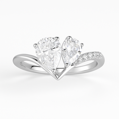 Twin Hearts Silver Ring