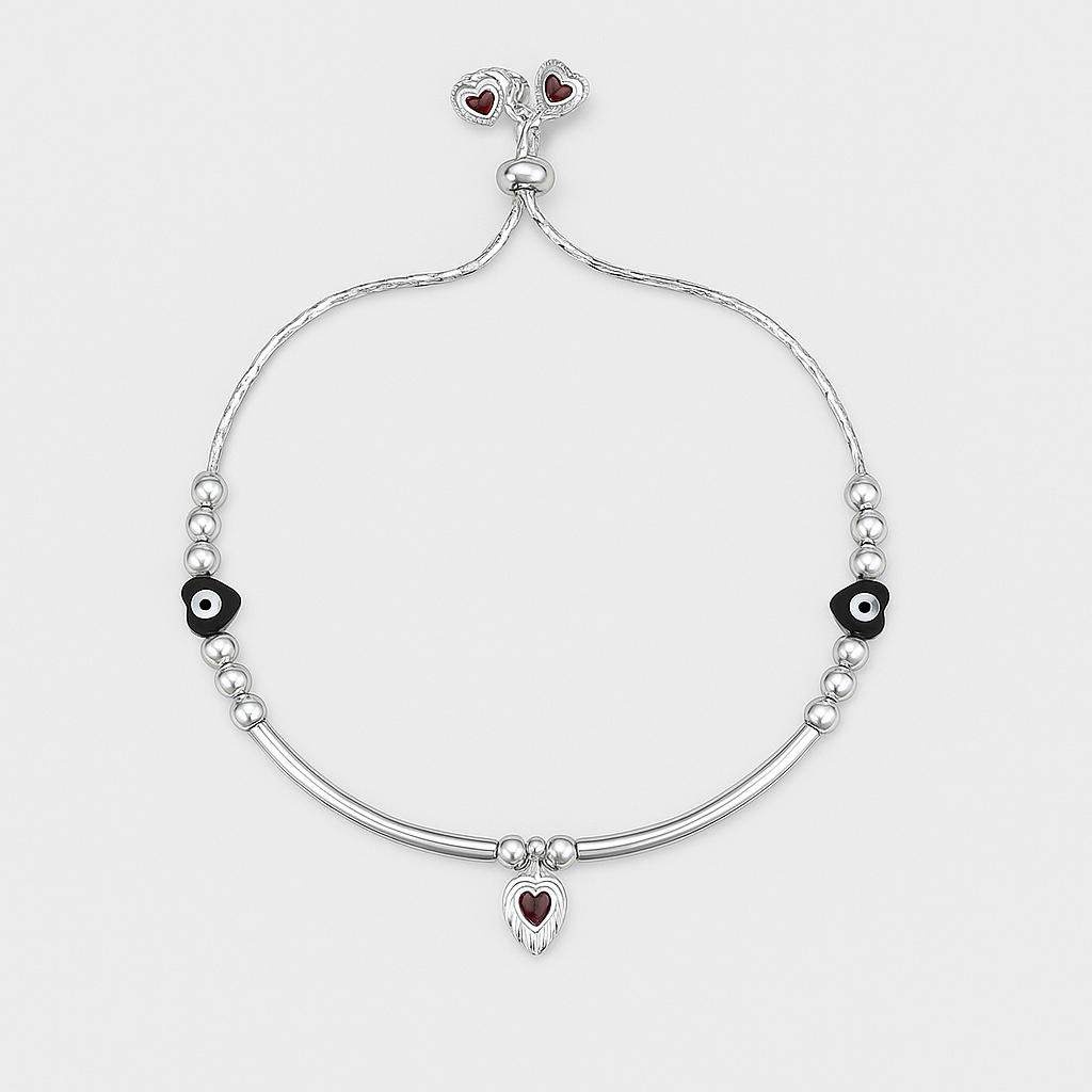 Evil Eye Heart Charm Anklet