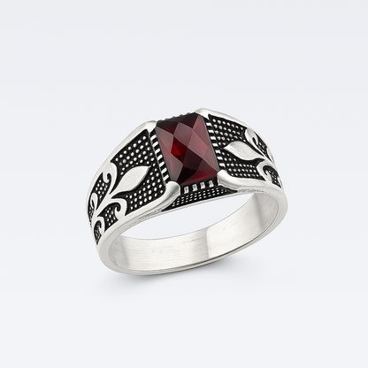 Crimson Valor Turkish Silver Ring