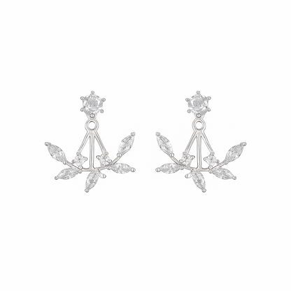Sparkling Leaf 925 Sterling Silver Earrings