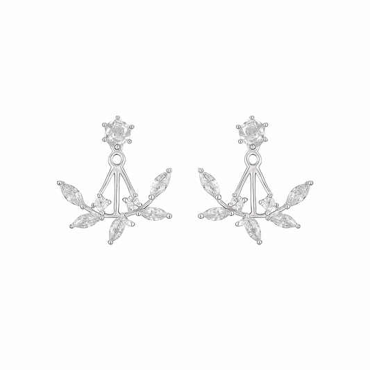 Sparkling Leaf 925 Sterling Silver Earrings