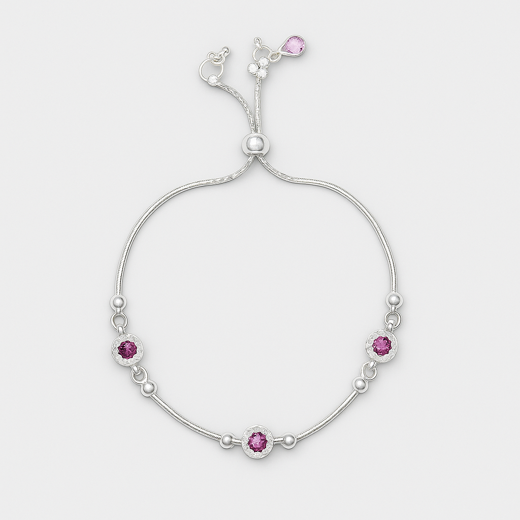 Rosé Bloom Silver Anklet